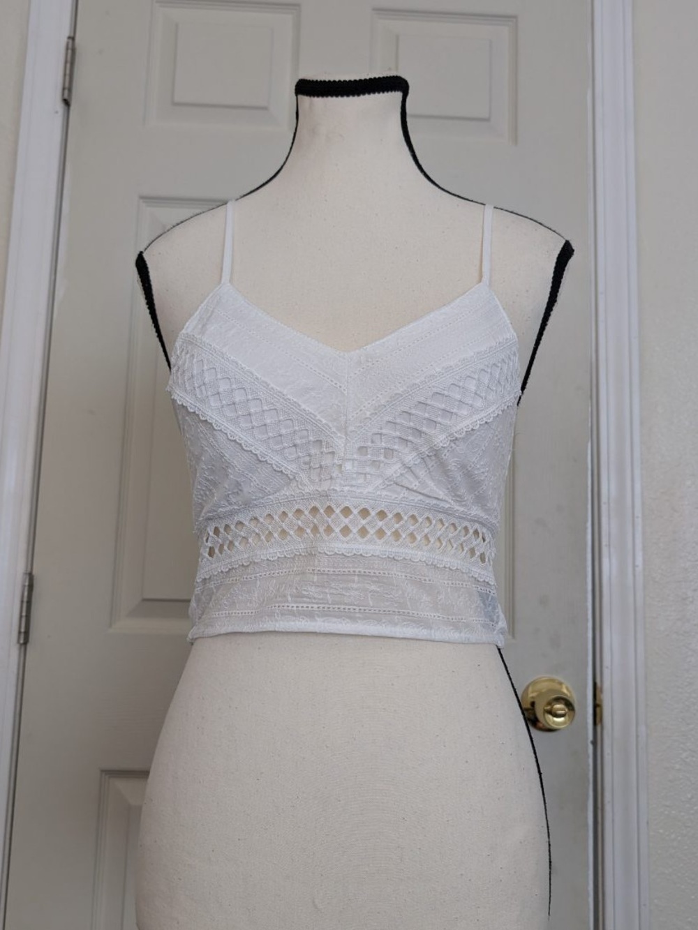 Rebellion White Lace Crochet Camisole Crop Top